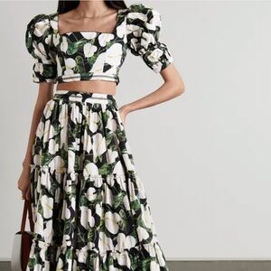 Agua Bendita Bambu Printed Top Macadamia Skirt